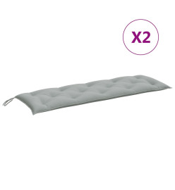 Coussins de banc de jardin lot de 2 gris clair mélangé tissu