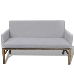 Banc avec coussin rembourré tissu hévéa gris clair