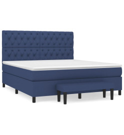 Sommier à lattes de lit avec matelas Bleu 160x200 cm Tissu
