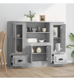 Buffets 3 pcs gris béton bois d'ingénierie