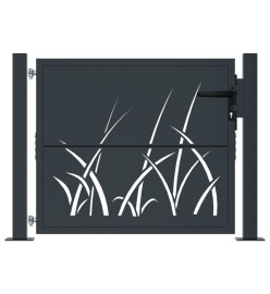 Portail de jardin anthracite 105x80 cm acier conception d'herbe