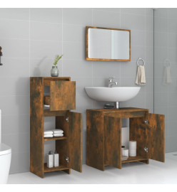 Ensemble de meubles de salle de bain 3 pcs Chêne fumé