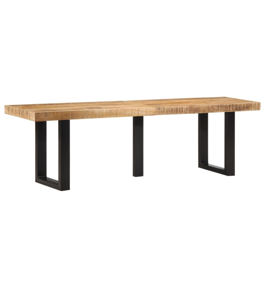 Banc 160 cm bois de manguier brut massif et acier