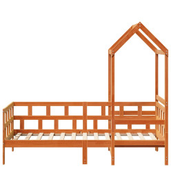 Lit de jour avec toit cire marron 90x200 cm bois de pin massif