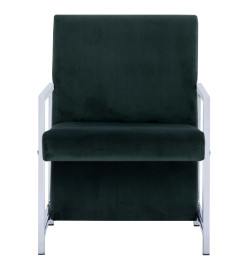 Fauteuil avec pieds en chrome Vert foncé Velours