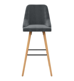 Chaises de bar lot de 2 gris foncé velours