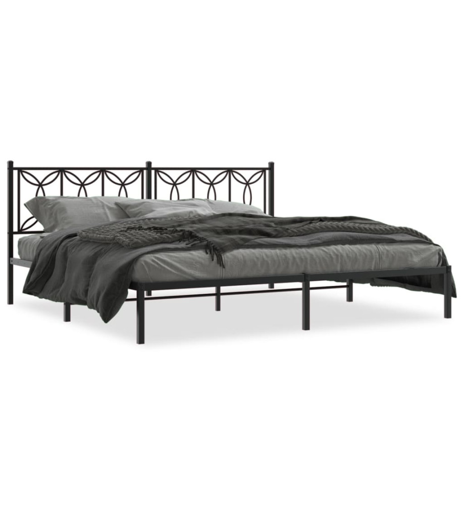 Cadre de lit métal avec tête de lit noir 193x203 cm Cadre de lit métal avec tête de lit noir 193x203 cm