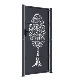 Portail de jardin anthracite 105x205cm acier conception d'arbre