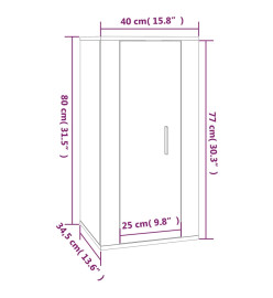 Meuble TV mural Blanc brillant 40x34,5x80 cm