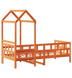 Lit de jour avec toit cire marron 90x190 cm bois massif de pin
