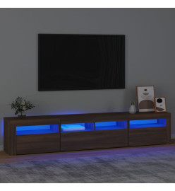 Meuble TV avec lumières LED Chêne marron 210x35x40 cm