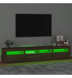 Meuble TV avec lumières LED Chêne marron 210x35x40 cm