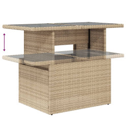 Salon de jardin avec coussins 9 pcs beige résine tressée