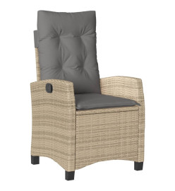 Ensemble à manger de jardin coussins 5 pcs mélange beige rotin