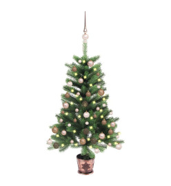 Arbre de Noël artificiel avec LED et boules 65 cm Vert