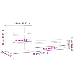 Support de moniteur Blanc 81x20x30 cm Bois de pin solide