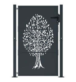 Portail de jardin anthracite 105x155cm acier conception d'arbre