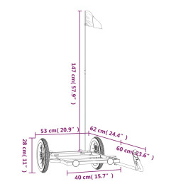 Remorque de vélo noir 122x53x28 cm fer