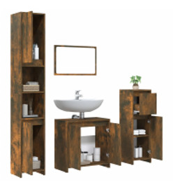 Ensemble de meubles de salle de bain 4 pcs Chêne fumé Bois