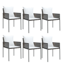 Chaises de jardin et coussins lot de 6 marron 54x61x83 cm rotin