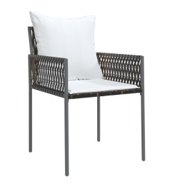 Chaises de jardin et coussins lot de 6 marron 54x61x83 cm rotin