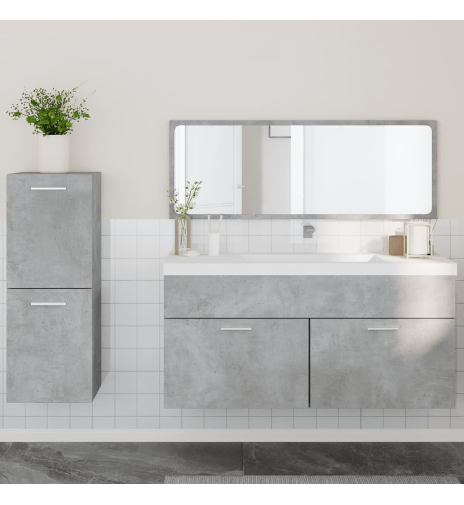 Ensemble de meubles de salle de bain 3 pcs gris béton