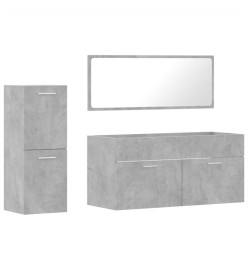 Ensemble de meubles de salle de bain 3 pcs gris béton