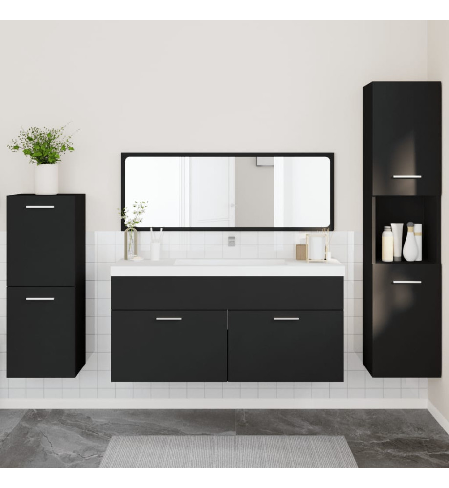 Ensemble de meubles salle de bain 4 pcs noir bois d'ingénierie