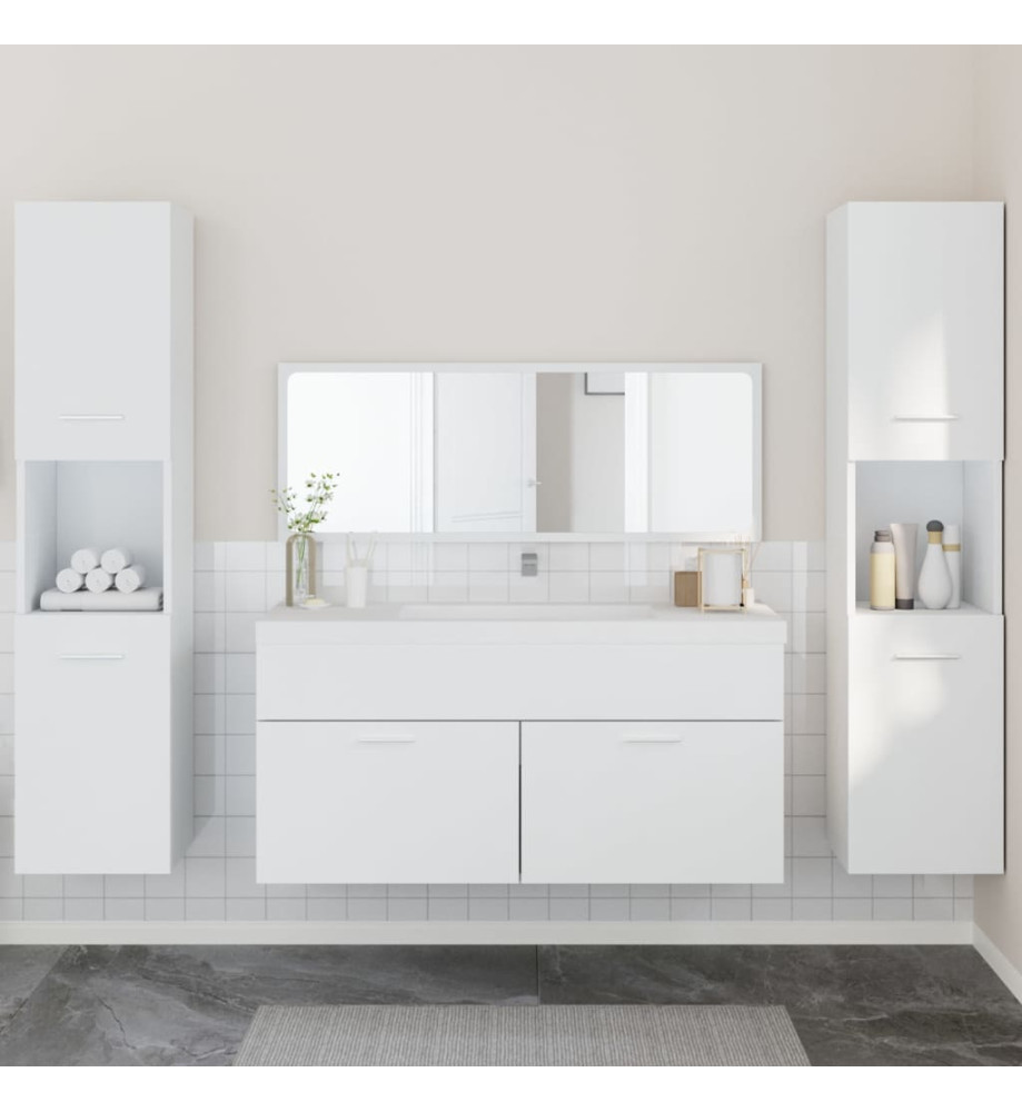 Ensemble de meubles salle de bain 4 pcs blanc bois d'ingénierie