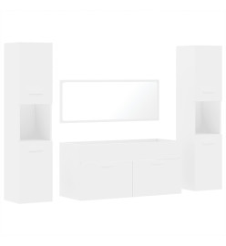 Ensemble de meubles salle de bain 4 pcs blanc bois d'ingénierie