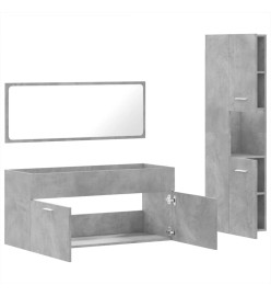 Ensemble de meubles de salle de bain 3 pcs gris béton