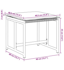 Tabourets de jardin avec coussins lot de 4 noir résine tressée