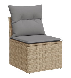 Salon de jardin avec coussins 9 pcs beige résine tressée