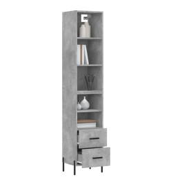 Buffet haut Gris béton 34,5x34x180 cm Bois d'ingénierie