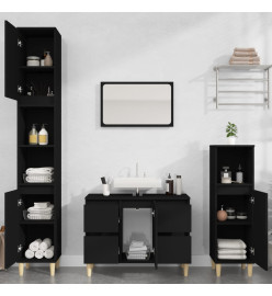 Ensemble de meubles salle de bain 3 pcs noir bois d'ingénierie