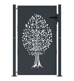 Portail de jardin anthracite 105x130cm acier conception d'arbre