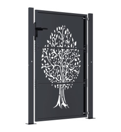 Portail de jardin anthracite 105x130cm acier conception d'arbre