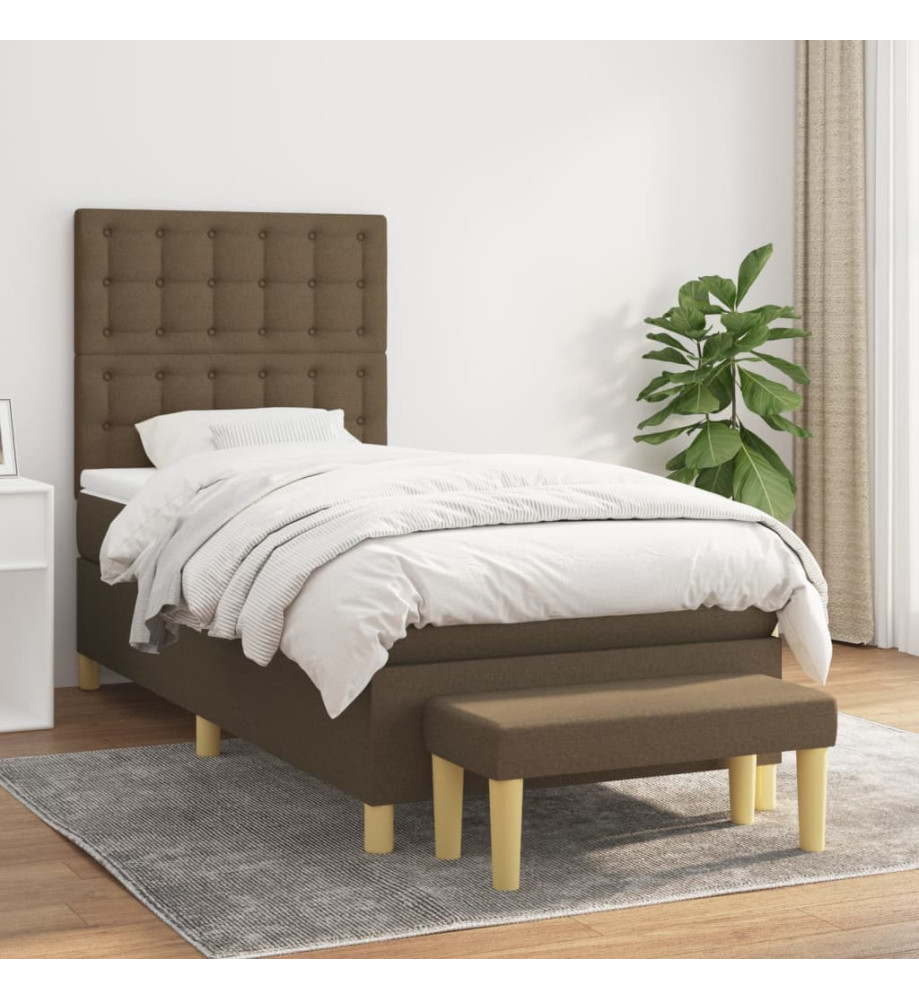 Sommier à lattes de lit avec matelas Marron foncé 90x200 cm Sommier à lattes de lit avec matelas Marron foncé 90x200 cm