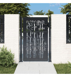 Portail de jardin anthracite 105x130 cm acier design de bambou