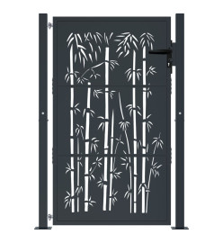 Portail de jardin anthracite 105x130 cm acier design de bambou