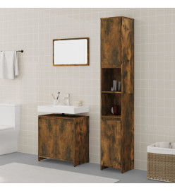 Ensemble de meubles de salle de bain 3 pcs Chêne fumé