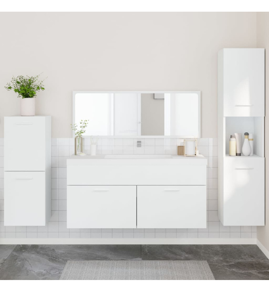 Ensemble de meubles salle de bain 4 pcs blanc bois d'ingénierie