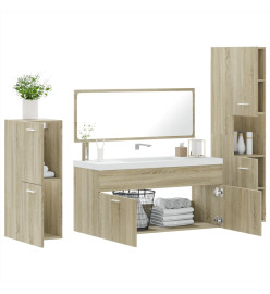 Ensemble de meubles de salle de bain 4 pcs chêne sonoma