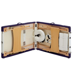 Table de massage pliable 3 zones Bois Blanc et violet