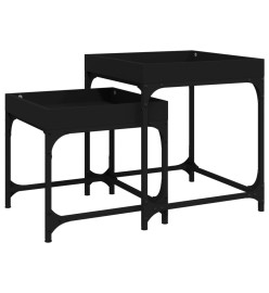 Tables d'appoint 2 pcs Noir Bois d'ingénierie