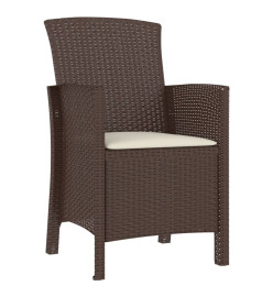 Salon de jardin 3 pcs avec coussins Rotin PP Marron