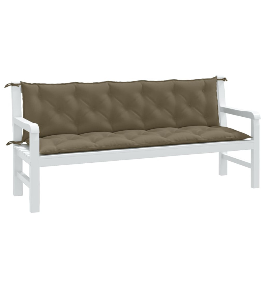 Coussins de banc de jardin lot de 2 taupe mélangé tissu