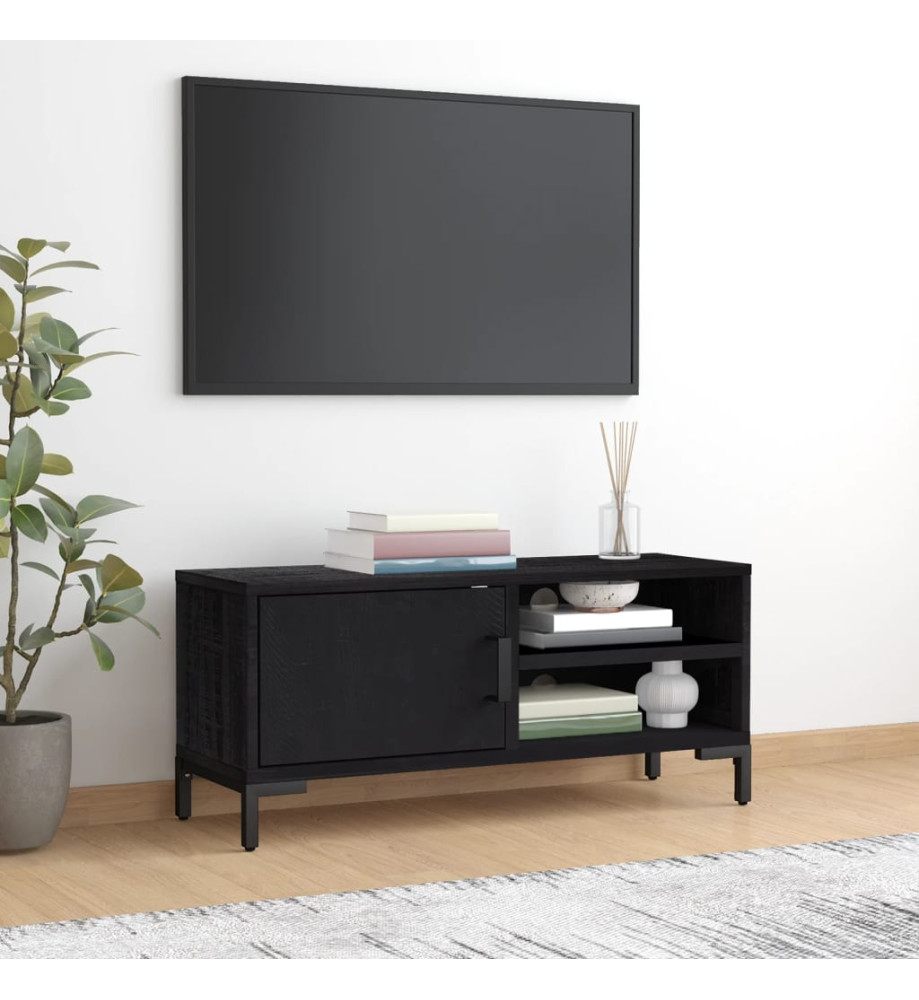 Meuble TV Noir 90x30x40 cm Bois de pin massif