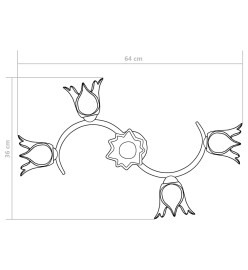 Plafonnier et abat-jour verre transparent 5 ampoules E14 Tulipe