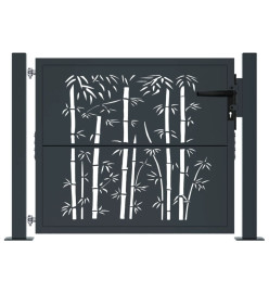 Portail de jardin anthracite 105x105 cm acier design de bambou